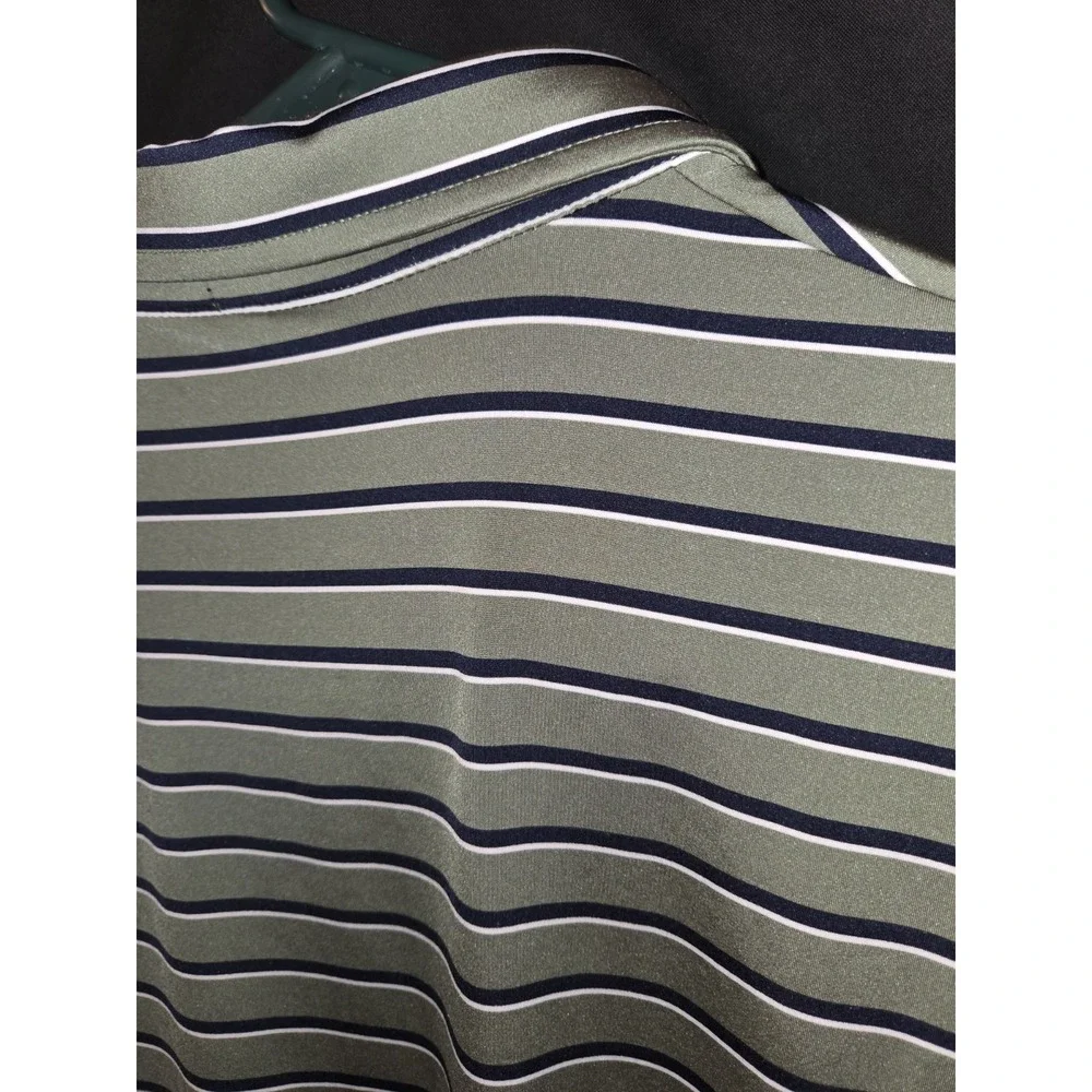 RLX Ralph Lauren Golf Polo Shirt Mens Sz XL Green Blue Stripes Short‎ Sleeve